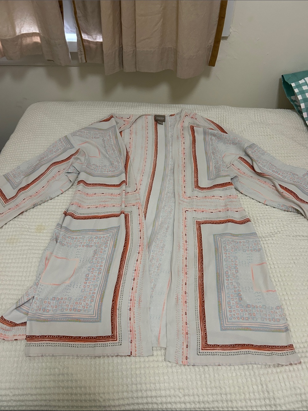 Chicos - Lightweight Patterned Open-Front Women's cover up.